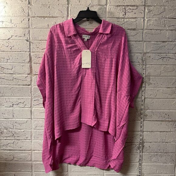 Wonderly XXL Textured Pink Oversized Blouse – New with Tags - Picture 1 of 9